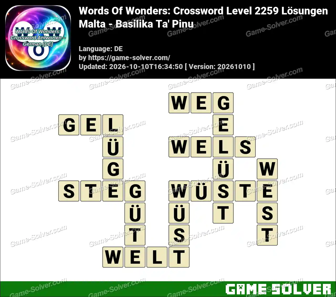 Words Of Wonders: Crossword Level 2259 Lösungen – Malta – Basilika Ta’ Pinu